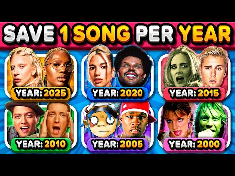 Save One Song Per Year 🎤 From 2025 to 2000 🎵 6 Songs Challenge! | Music Quiz