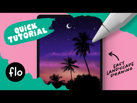 You Can Draw This TROPICAL LANDSCAPE in PROCREATE - using FREE Procreate brushes only