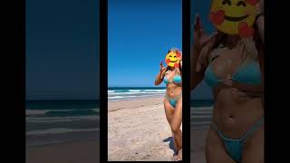 金髪巨乳美女のビキニは股間のくいこみがエグ過ぎる…