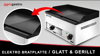 Plancha électrique - plaque acier - 2 zones - 4,40 kW - 1/2 lisse, 1/2 rainurée - Surface de cuisson : 600x335mm