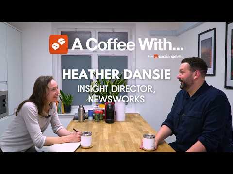 Shot of Heather Dansie (left), insight director at Newsworks, in the ExchangeWire kitchen for an episode of 'A Coffee With...'