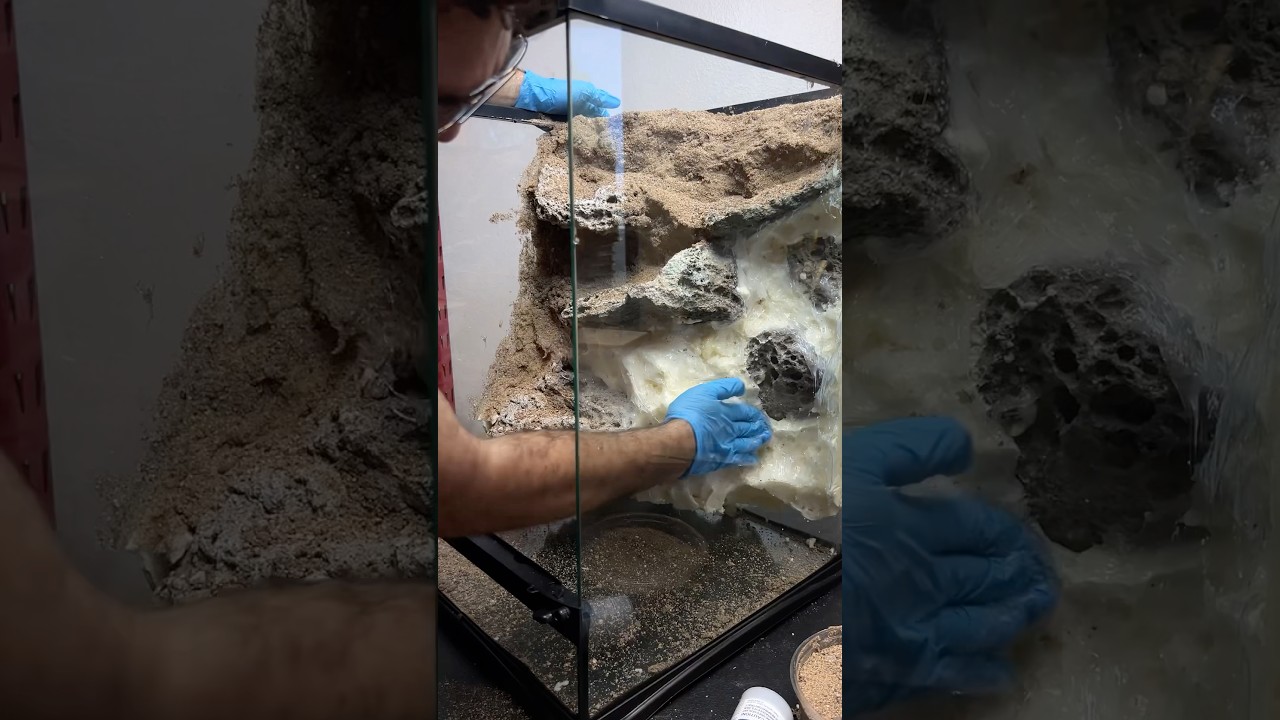 Creating a homemade waterfall with the ZooMed waterfall kit 💦 #terrarium #vivarium #paludarium