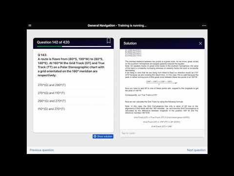 Fasttrack ATPL - Grid Navigation, Grid Course and True Course Calculations
