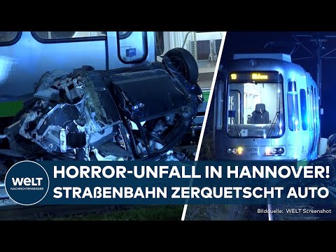 Video Thumbnail: HANNOVER: Horror-Unfall! Straßenbahn entgleist und schleift Pkw 50 Meter mit!