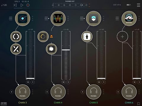 Multi-App Demo - AUM Running 11 Apps - One IAA and 10 Auv3 - Demo for the iPad