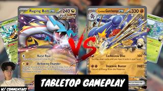 Raging Bolt Ex Vs Cynthia's Garchomp Ex | Tabletop Gameplay w/ Commentary