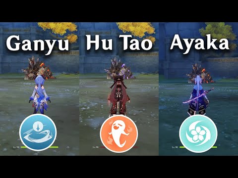 Ayaka vs Ganyu vs Hu Tao !! who is the best DPS?? gameplay comparison [ Genshin Impact ]