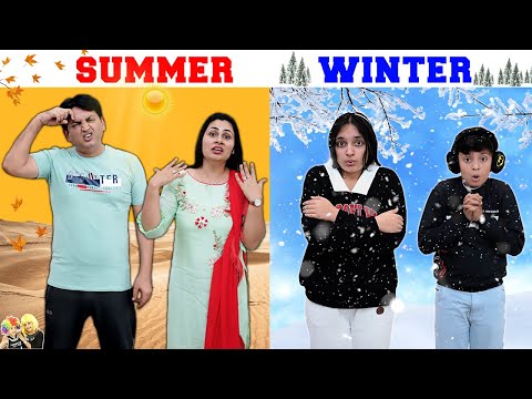 SUMMER vs WINTER | Family comedy eating challenge | Aayu and Pihu Show