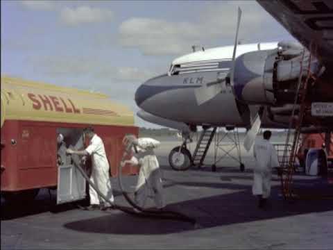 KLM Royal Dutch Airlines Douglas DC-6 at Schiphol mid 1950s