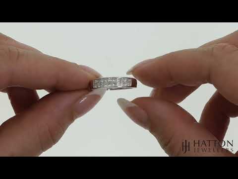 18ct White Gold 0.50ct Princess Cut 2 Row Diamond Eternity Ring