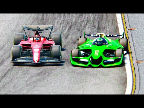 Ferrari F1 2022 F1-75 vs Lotus F1 2025 Concept at Fiorano Speed Day