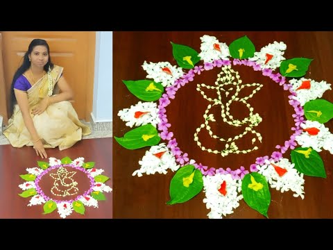 simple pookalam designs at home/very easy garden onam pookalam designs/flowers used in onam pookalam