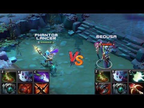 Dota 2 | Phantom Lancer vs Medusa lvl 30 [WITH SKILLS] | Full Items