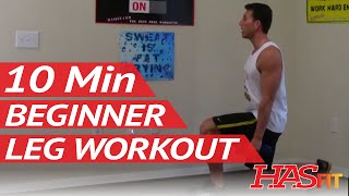 10 Min Beginner Leg Workout - HASfit Easy Leg Workouts - Beginner Strength Training - Easy Exercises