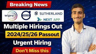 Multiple Hiring Out 🚨 Wipro, Volvo, Sutherland & Others | Freshers Drive 2024/25/26