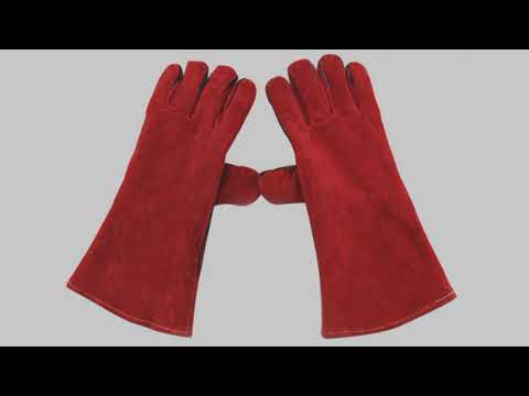Red Welding Leather Safety Hand Gloves