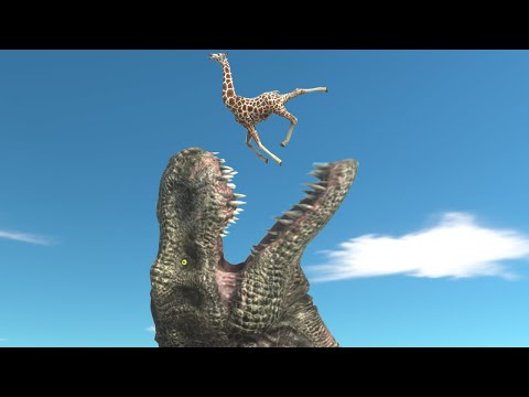 Who Can Jump Over or Fall Into T-Rex Mouth - Animal REvolt Battle Simulator