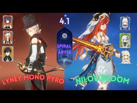 F2P C0 Lyney Mono Pyro & C0 Nilou - Kokomi Super Bloom | Spiral Abyss 4.1 Floor 12 9 Stars