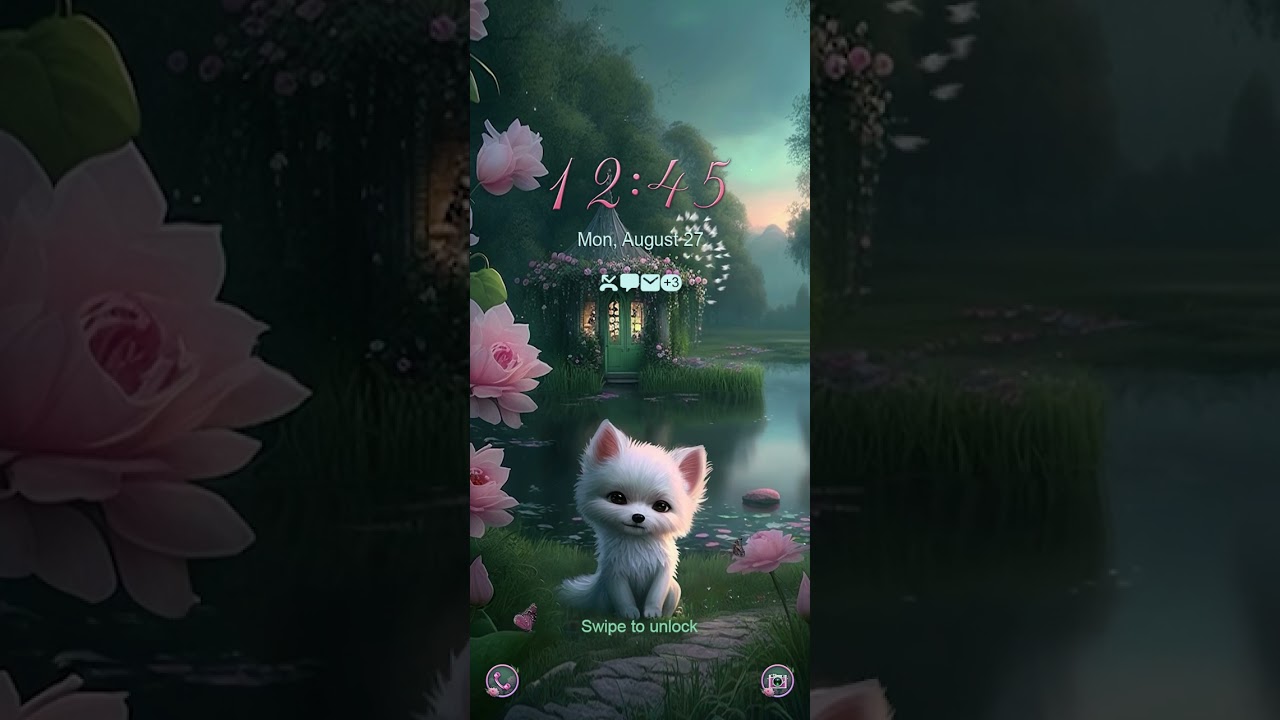 Galaxy Premium Theme - White Fox in Secret Garden Animated Lockscreen