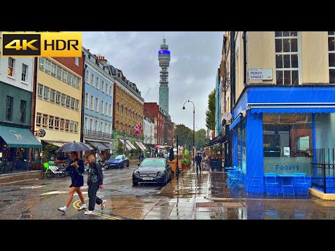 ☔️ 1 Hour of London Rain 🌧️ Walking the Wet Streets of London [4K HDR]