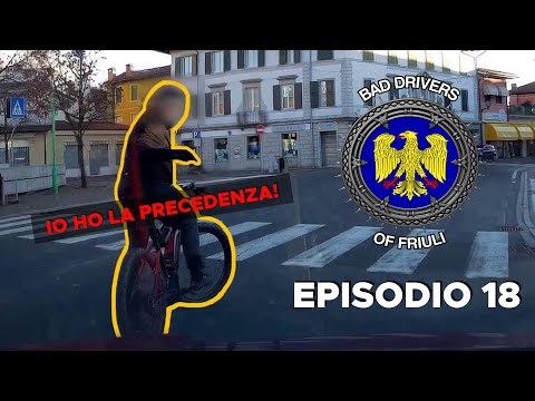 BAD DRIVERS OF FRIULI (ITALY) - Episodio #18 - Ciclista non da precedenza e vuole avere ragione.