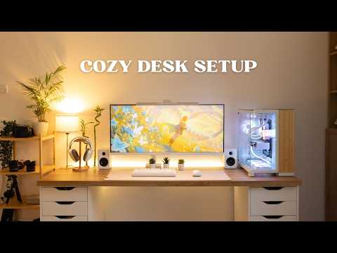 Building a cozy desk setup for my home office 🌿 IKEA desk, Corsair 6500X case, minimalistic