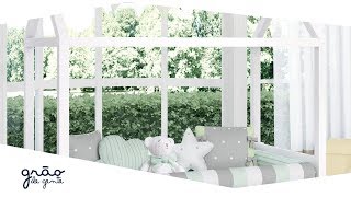 Quarto Montessoriano Tricot Poá Verde | Grão de Gente