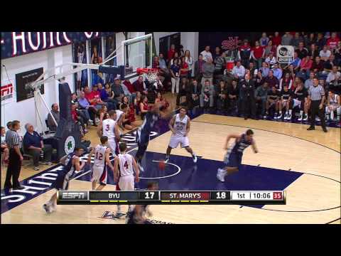 Brandon Davies Alley Oop Dunk vs. Saint Mary's (2/21/13)