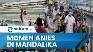 Momen Anies Duduk di Tribun Penonton Sirkuit Mandalika hingga Basah Kuyup, Diserbu Warga Minta Foto