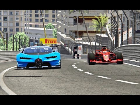 Ferrari F1 2018 vs Bugatti Vision Gran Turismo - Monaco