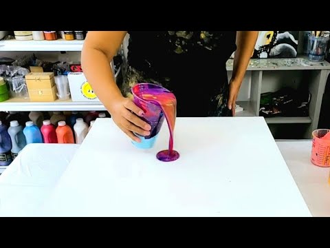 Gorgeous Sunset Colors! - Very Thin Acrylic Paints - Paint and Water Only - Acrylic Pouring