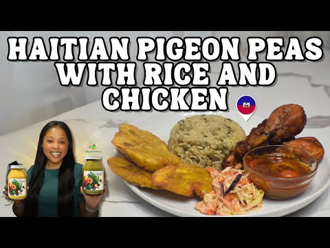 HAITIAN RICE AND PIGEON PEAS RECIPE | HAITIAN FRIED CHICKEN, AND PIKLIZ| DIRI PWA CONGO AK POUL FRI