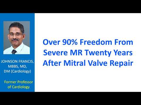 Over 90% freedom from severe MR twenty years after mitral valve repair