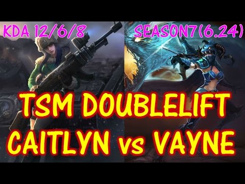TSM Doublelift Caitlyn vs Vayne / KDA12-6-8 / Solo Ranked full game【LOL NA】【Pro Replay】