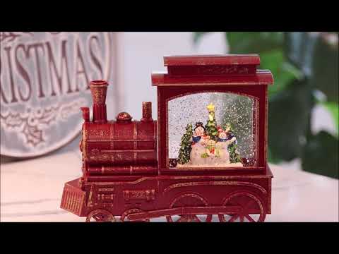Train Snow Globe Lighted Water Lantern with Moving...