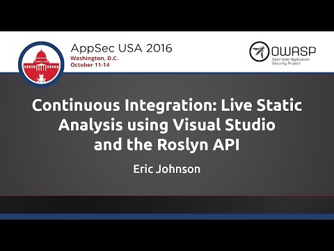 Image thumbnail for talk Continuous Integration: Live Static Analysis using Visual Studio & the Roslyn API