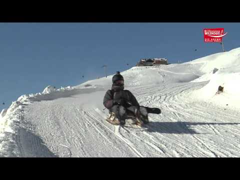 Sled on the world's longest floodlit toboggan run in the Wildkogel-Arena