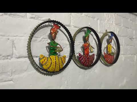 Handicraft  Colorful Metal Crafted Traditional Musician (Horizontal Set of 3)