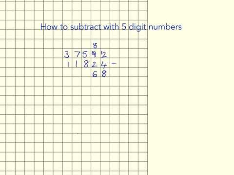 Subtraction - 5 digit numbers - regrouping