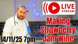 Making strawberry jam wine