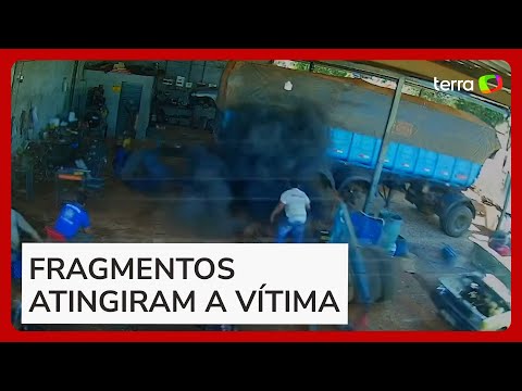 Homem morre após pneu de caminhão explodir em oficina em Goiás