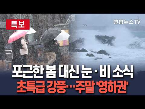 [🔴특보] 포근한 봄 오나 했는데 난데없는 눈·비…강풍 불며 주말 기온 영하로 '뚝' / 연합뉴스TV(YonhapnewsTV)