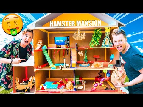 BILLIONAIRE BOX FORT HAMSTER HOUSE!! 📦🐹Pool, Gaming Room, Movie Theatre & More!