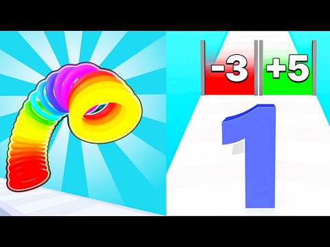 number merge run vs slinky hop 3d - satisfying game, new update