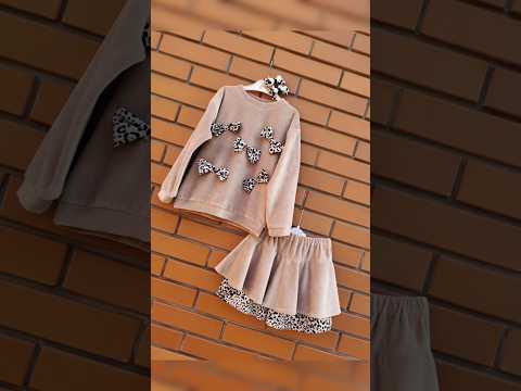 Костюм девочке кофта юбка-шорты Стильные бантики велюр 116 кофейный - фото 1 - id-p2508229236