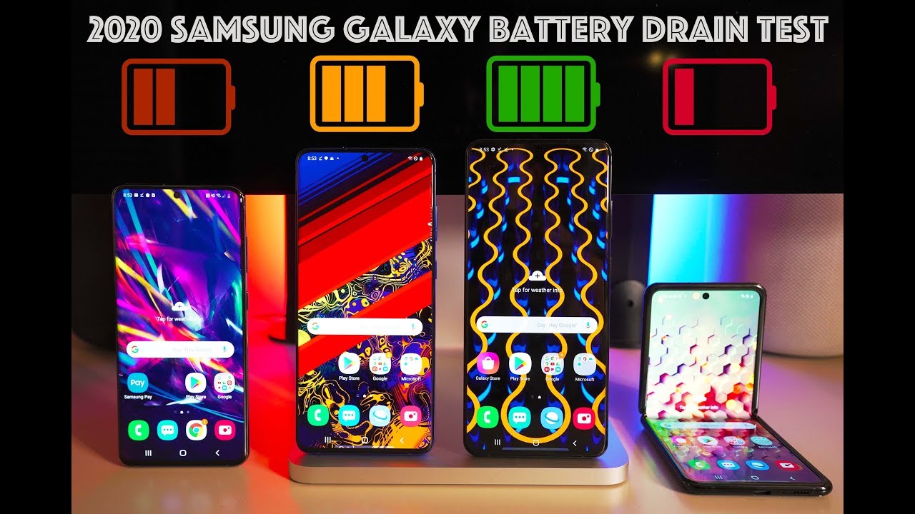 2020 Samsung Battery Drain Test / Galaxy S20 vs Galaxy S20 Plus vs Galaxy S20 Ultra Vs Galaxy Z Flip