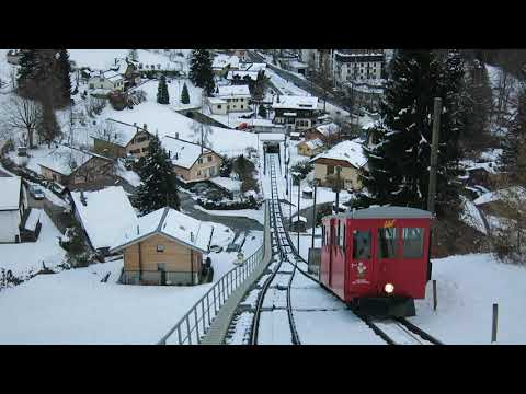 Standseilbahn 1833.01 Les Avants - Sonloup - Talfahrt Winter 2020 - funiculaire