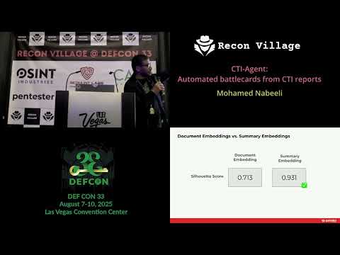 DEF CON 33 Recon Village -  CTI Agent Automated Battlecards from CTI Reports
