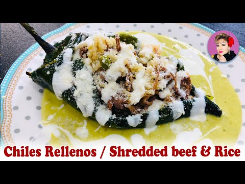 Chiles Rellenos / Shredded beef & Rice