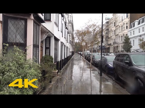 London Walk [RAIN]: Kensington【4K】